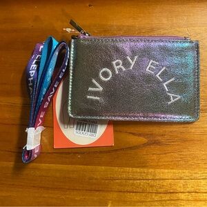 Ivory Ella NWT keychain wallet and lanyard sparkles silver